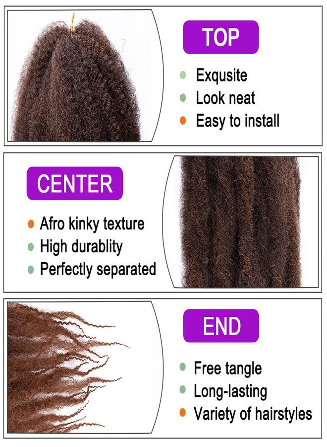 ZRQ 8 Packs Marley Hair 24 Inch Springy Afro Kinky Marley Twist Braiding Hair, Ombre Marley Twist Curly Hair,Brown Curly Twist Marley Hair Extensions (T30#,8 Packs) - Image 4